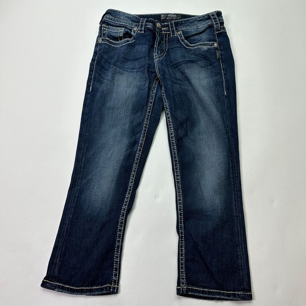 Silver Jeans‎ Aiko Womens Blue Denim Thick Stitch Capri Jeans Size W28